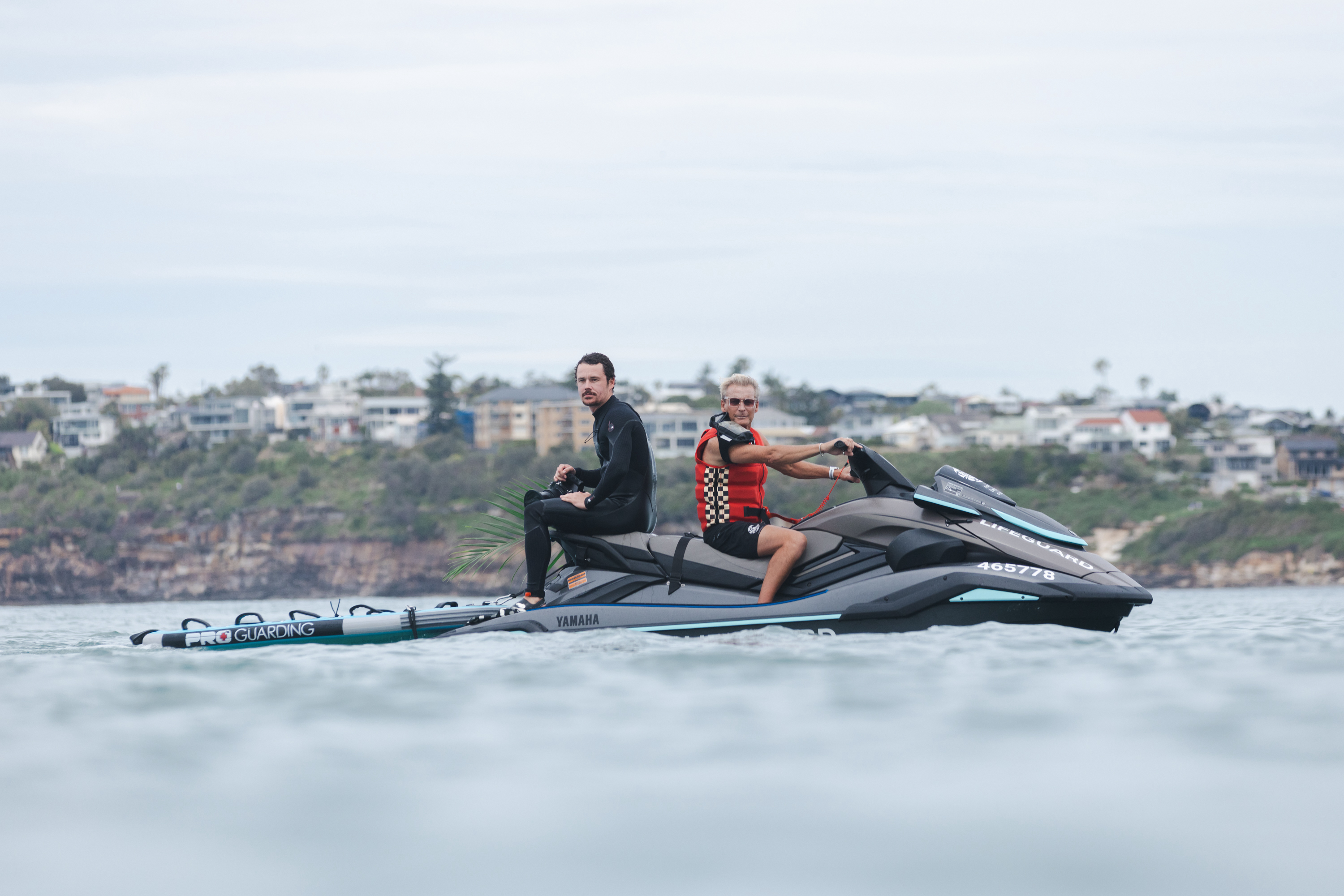 Joel Barker on jet ski, water unit